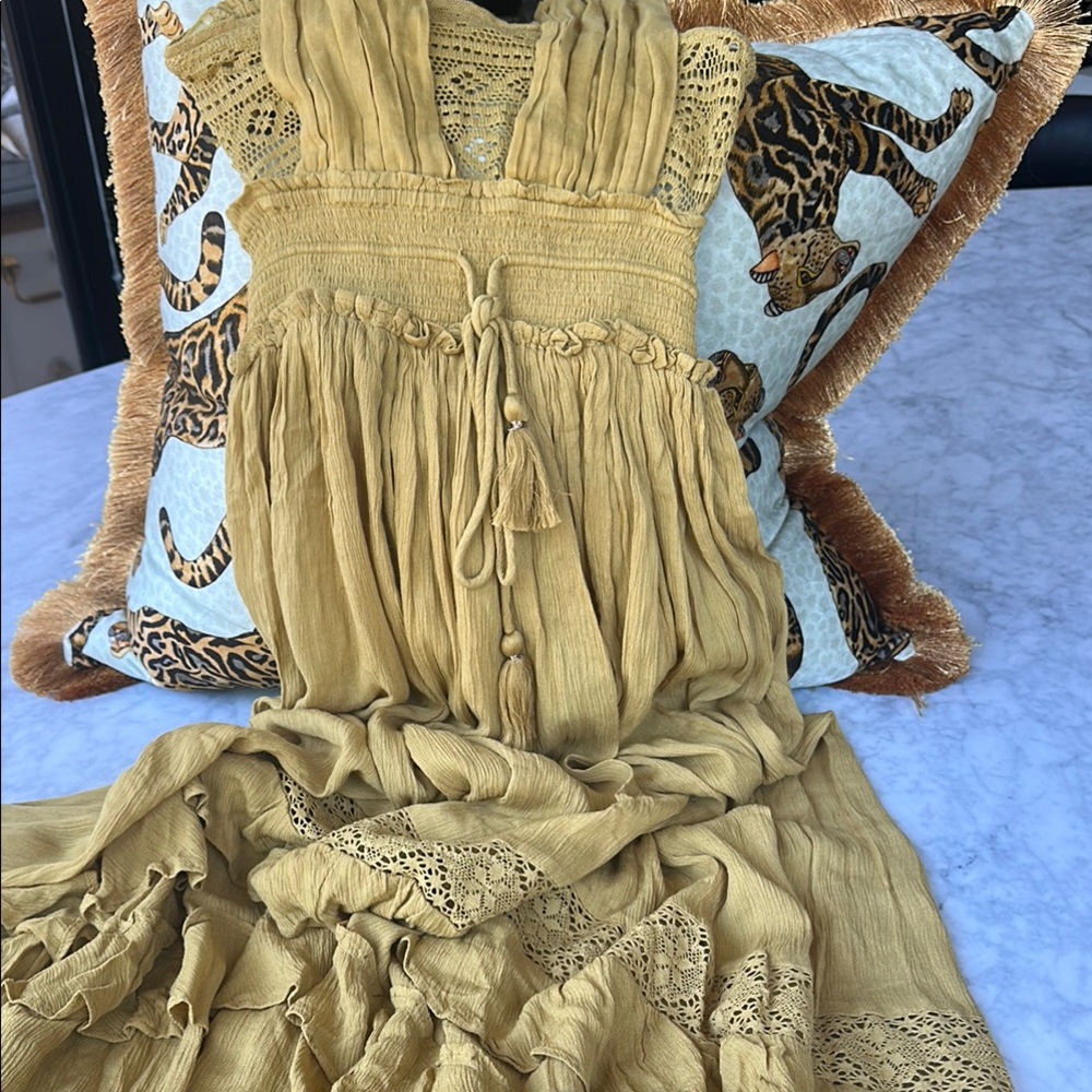 Free People Mustard Gold maxi dress XS NWT